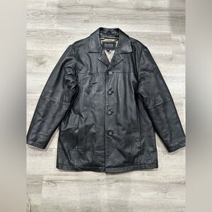 I286 Wilson Leather Pelle Studio Black Heavy Jacket Button Mens M Medium